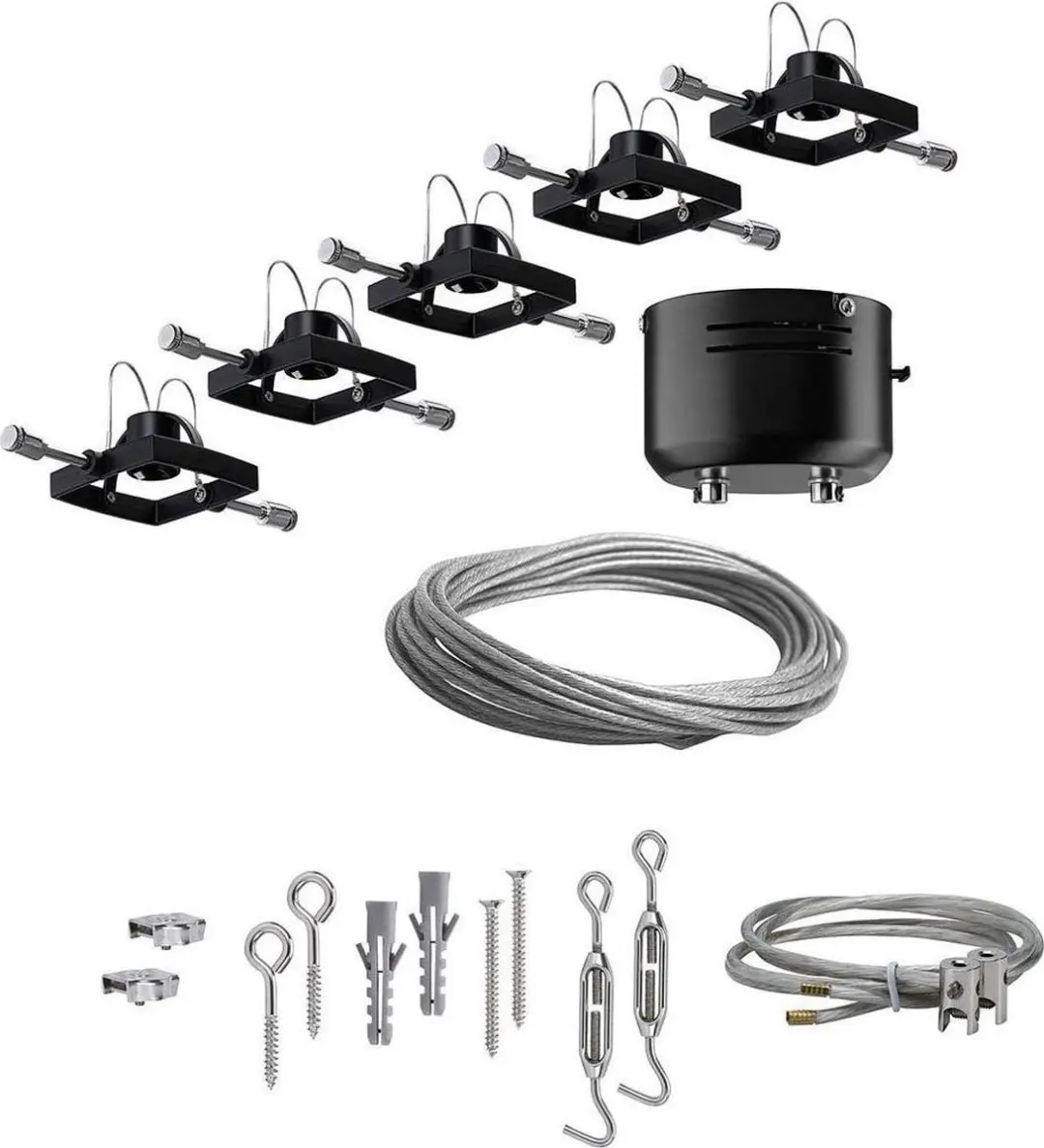 Paulmann Mac II Kabelsysteem Verlichting - 5x10W GU5.3 - Mat zwart - afbeelding 6 van 6
