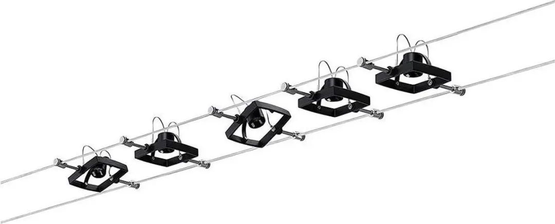 Paulmann Mac II Kabelsysteem Verlichting - 5x10W GU5.3 - Mat zwart