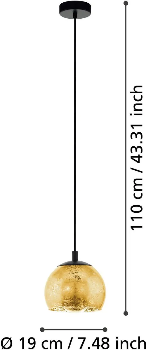 Eglo Albaraccin Hanglamp E27 - 5 Lichthoorns - Zwart/Goud