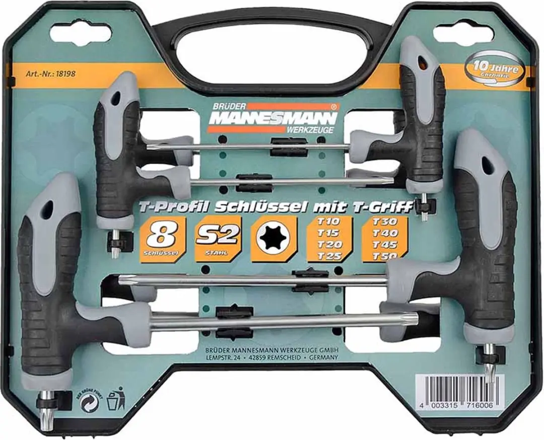 Brüder Mannesmann M18198 Torx T-greepset 18-delig