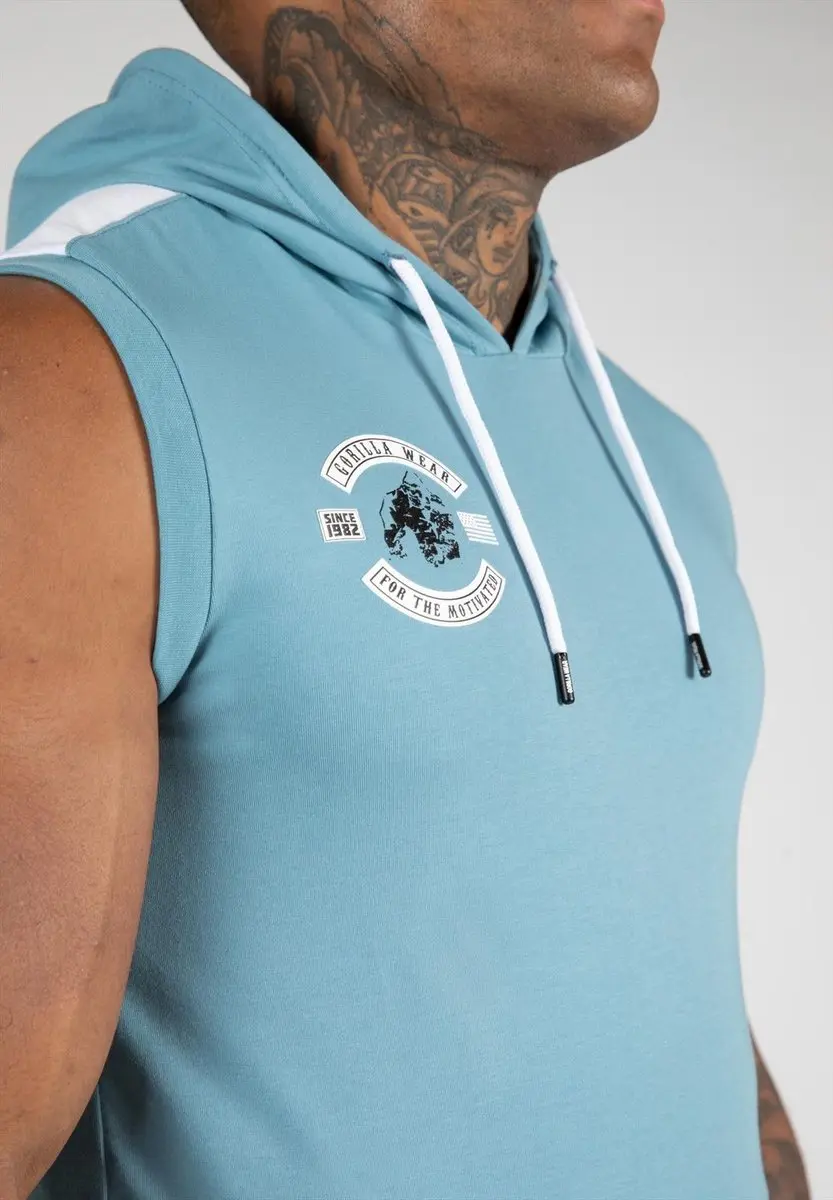 Gorilla Wear Oswego S/L Hooded T-Shirt - Blauw 4XL