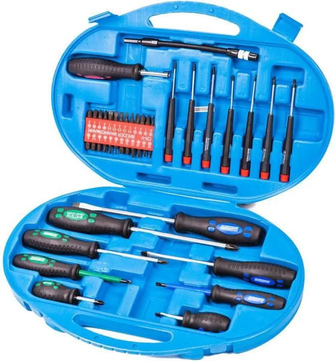 Brüder Mannesmann M11242 Schroevendraaier- en bitset 42-delig - Rood/Zwart/Blauw/ Groen - afbeelding 6 van 6