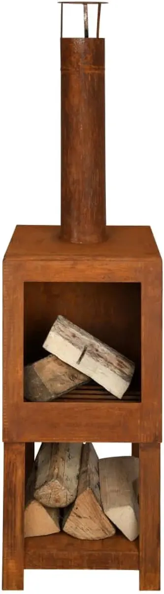 Esschert Design Tuinhaard met Houtopslag FF298 - Roestbruin