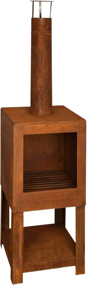 Esschert Design Tuinhaard met Houtopslag FF298 - Roestbruin