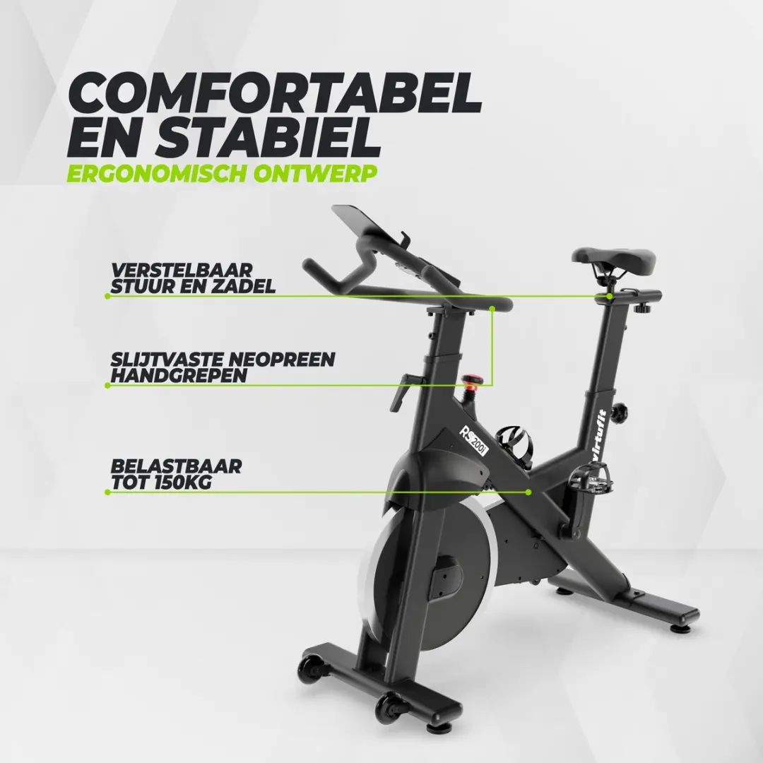 VirtuFit RS200i Indoor Cycle - 22kg Vliegwiel - Zwart