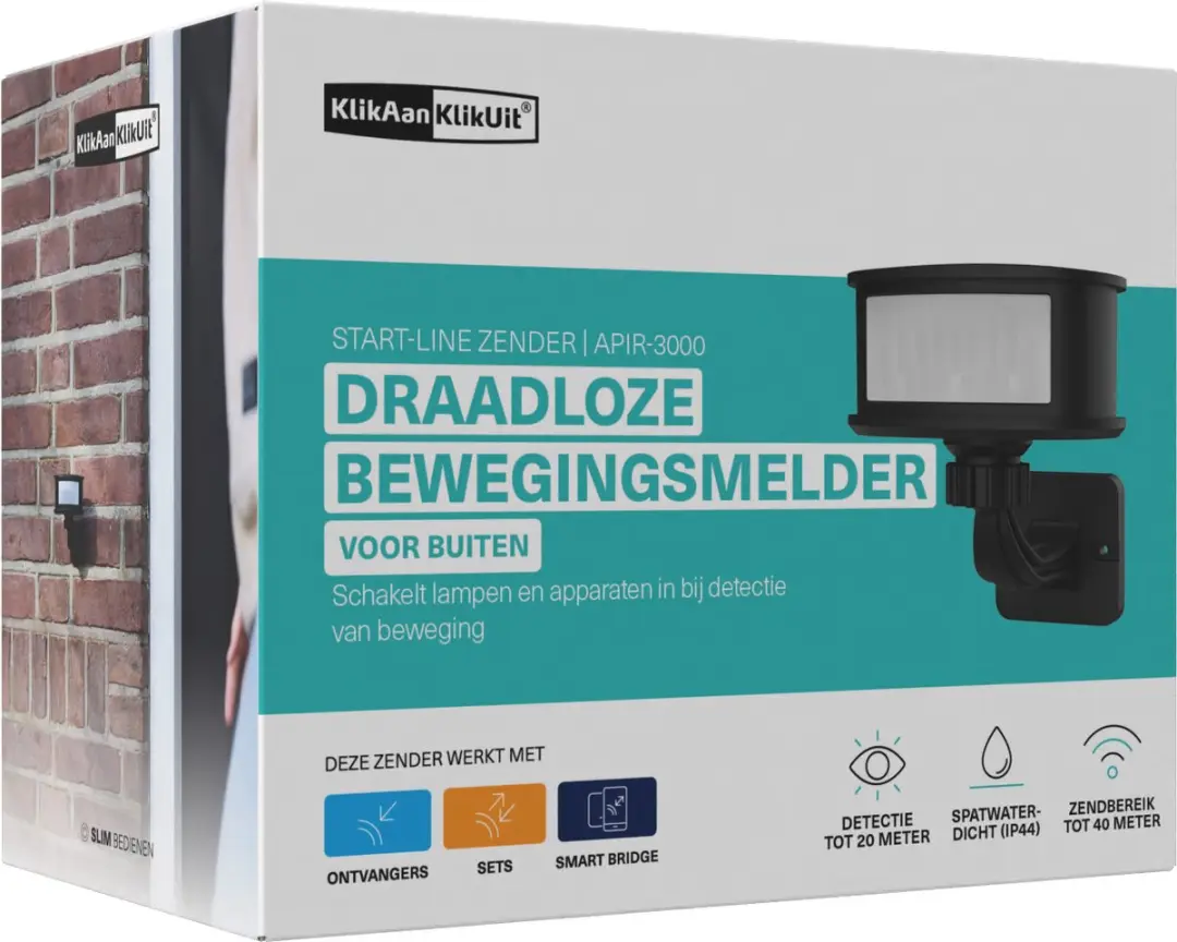 KlikAanKlikUit APIR-3000 Bewegingsmelder - Draadloos Zwart
