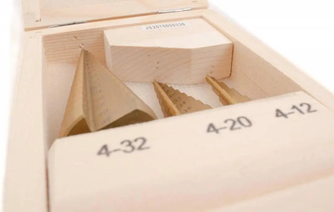 Brüder Mannesmann M54603 Trapborenset 3-delig - HSS/Titaan - Houten opbergbox