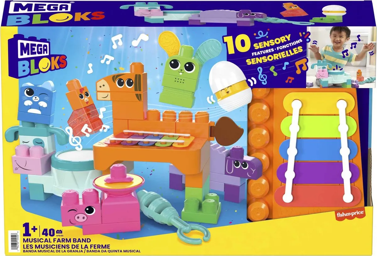 Mega Bloks Muzikale Boerderijband - Bouwspeelgoed 40 Stuks - Multicolor