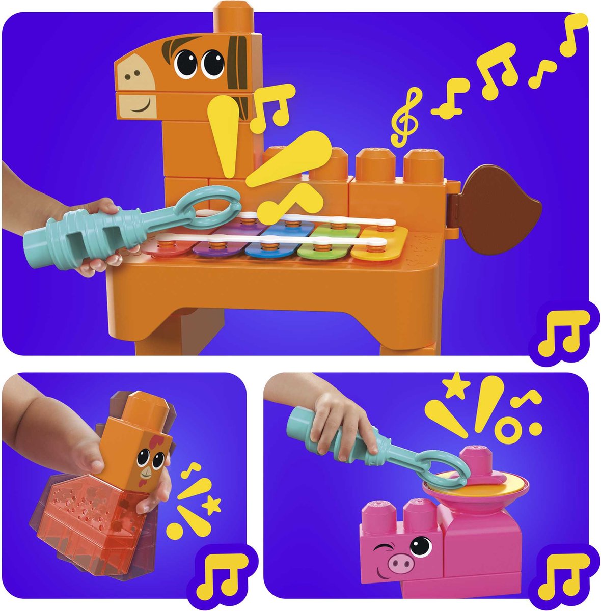 Mega Bloks Muzikale boerderijband - Bouwspeelgoed voor 1-3 jaar - 45 blokken