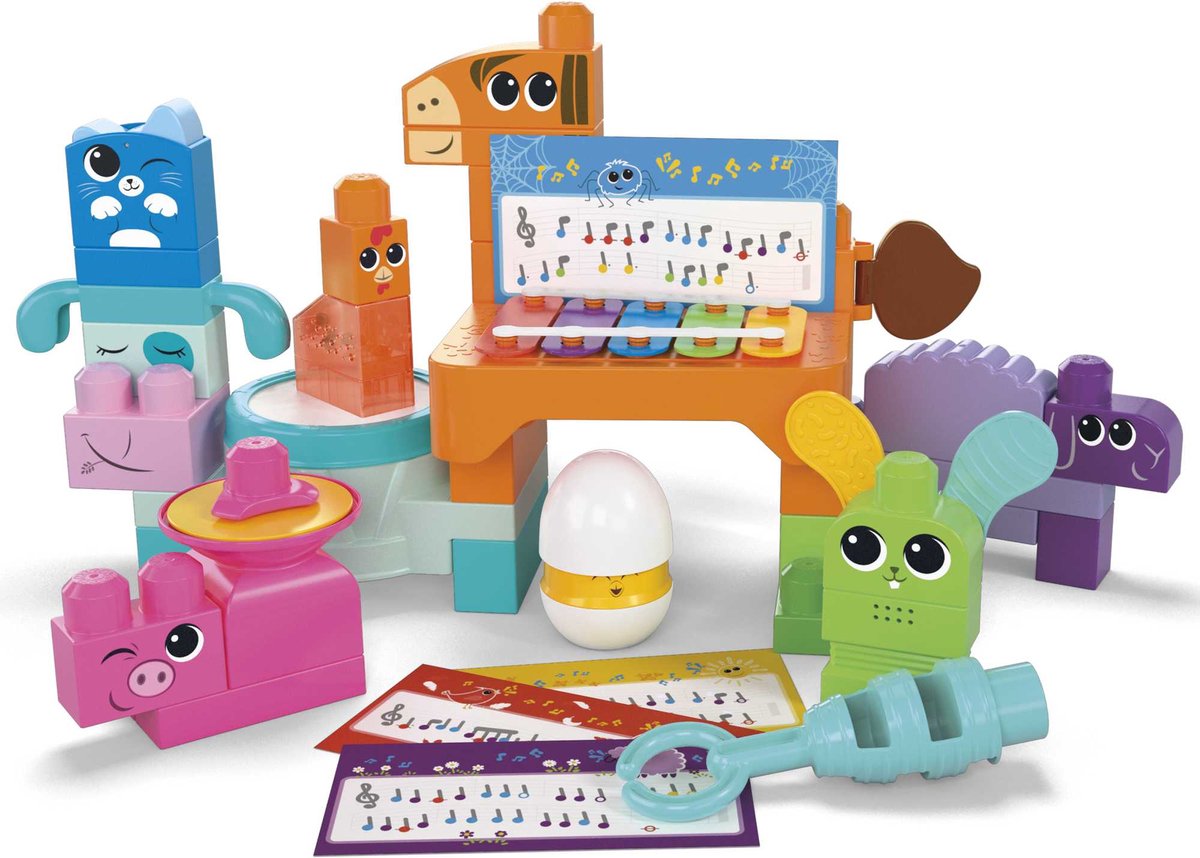 Mega Bloks Muzikale boerderijband - Bouwspeelgoed voor 1-3 jaar - 45 blokken
