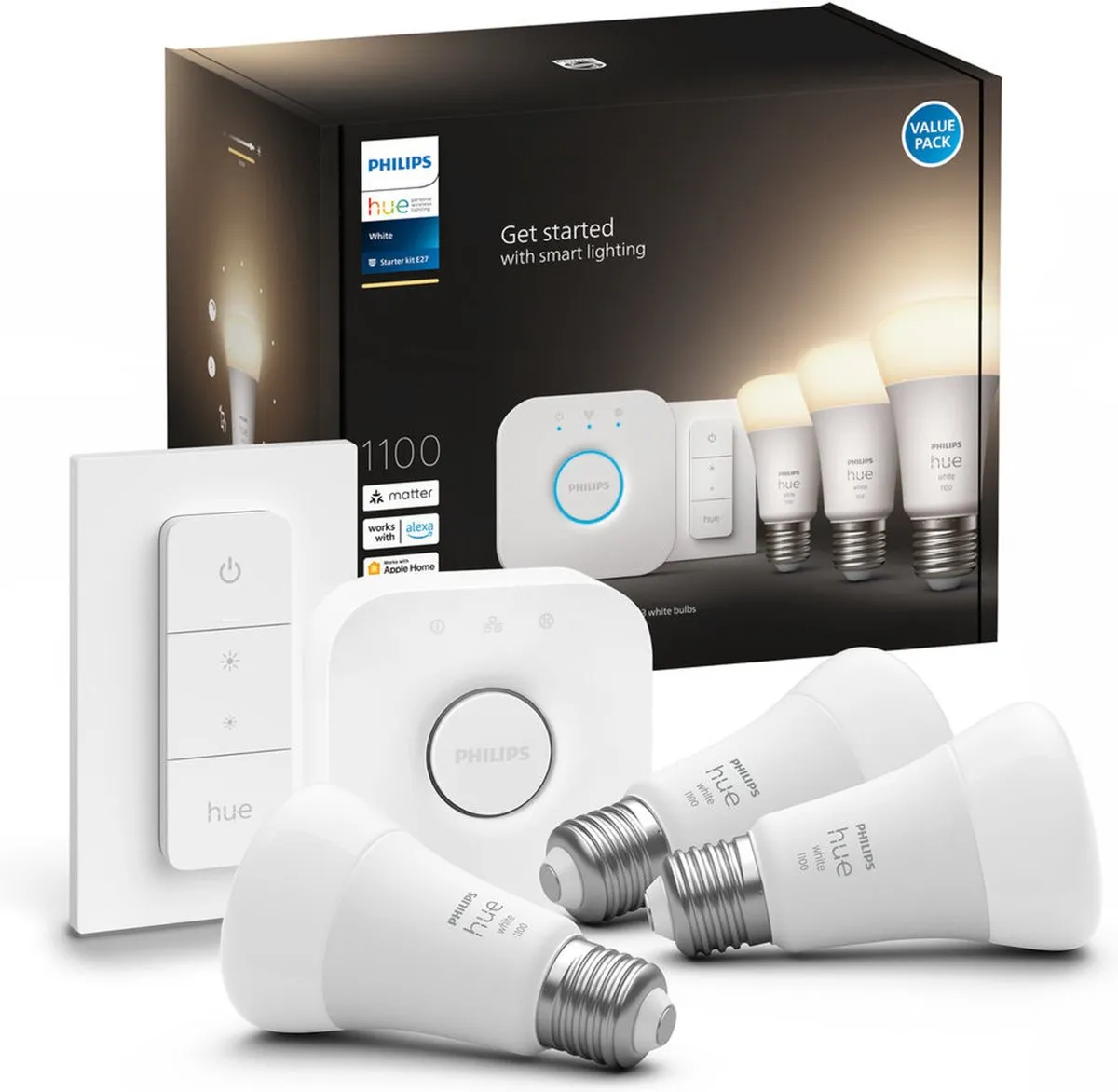 Philips Hue Starterkit Warmwit 3 Lampen E27 - 1100lm