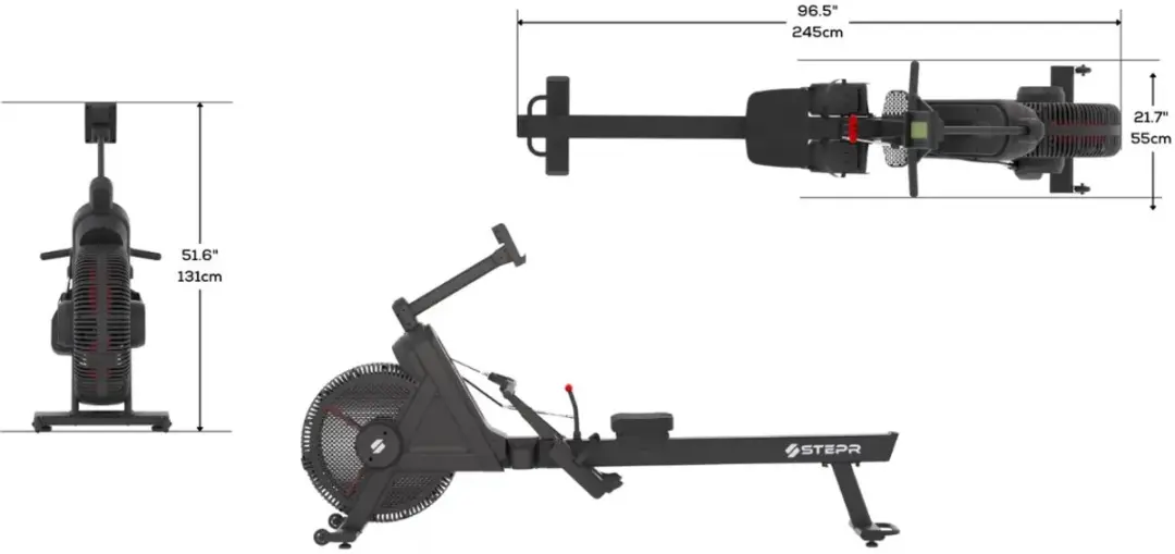 STEPR Performance Rower XL VPR Roeimachine - Zwart