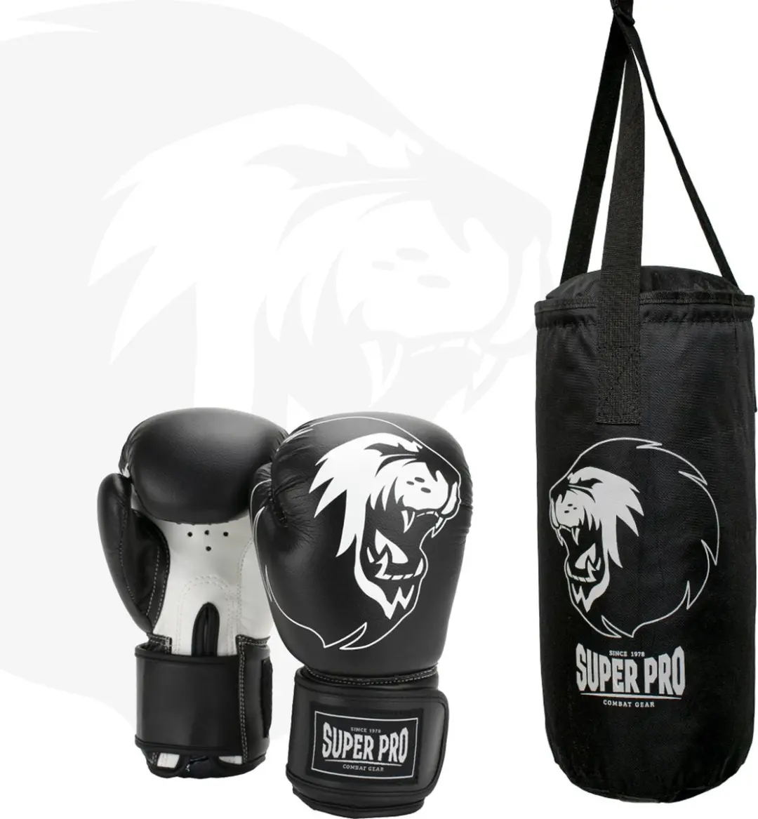 Super Pro Combat Gear Junior Bokszakset - Zwart/Wit