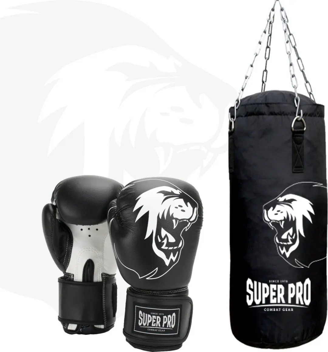 Super Pro Combat Gear Junior Bokszakset - Zwart/Wit