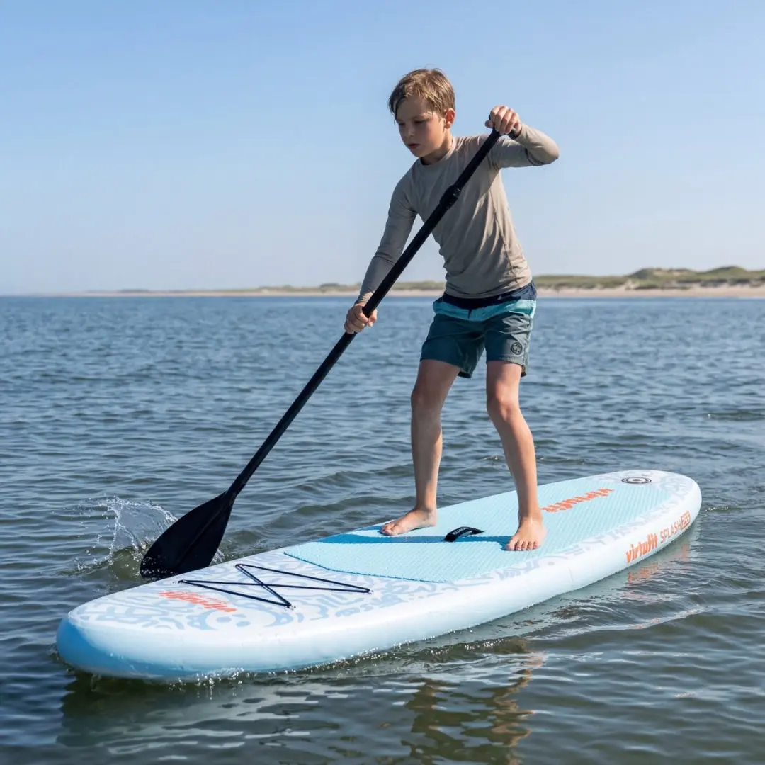 Virtufit Splash 255 Opblaasbaar SUP Board - Blauw/Oranje