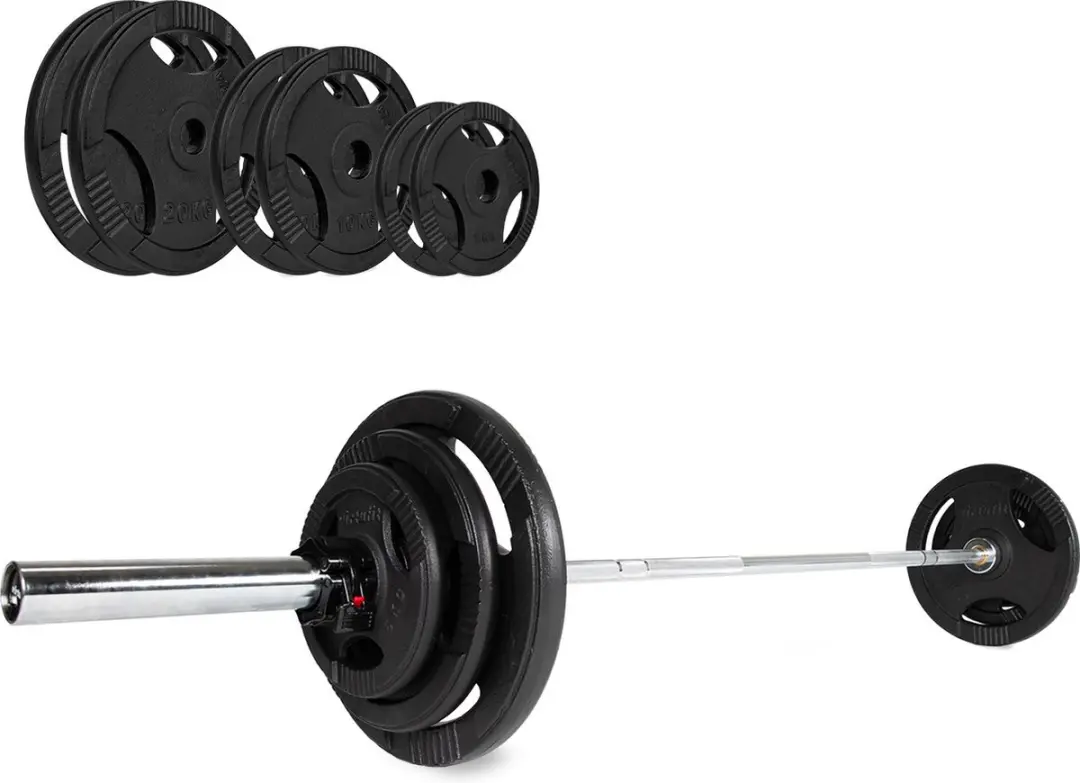 Virtufit Olympische Halterset 90 kg - 11-delig - Zwart