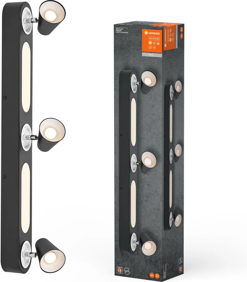 LEDVANCE Decor Spot Neptune CLICK-SELECT Black 3 Spot - 26W 1.100lm - afbeelding 3 van 5