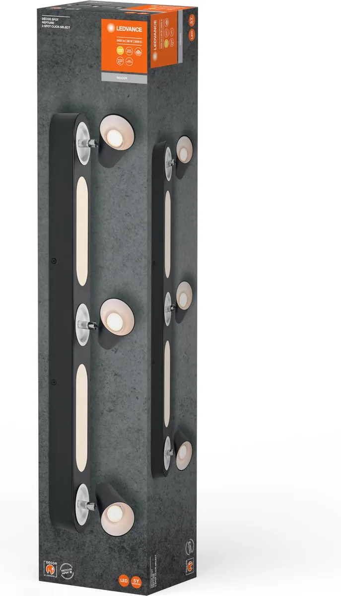 LEDVANCE Decor Spot Neptune CLICK-SELECT Black 3 Spot - 26W 1.100lm - afbeelding 4 van 5