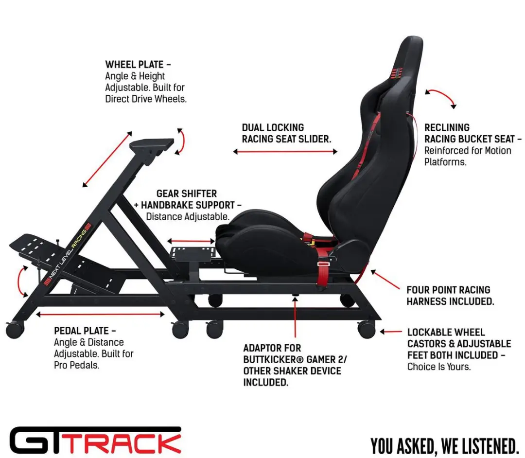 Next Level Racing GT Track Cockpit NLR-S009 - Racestoel - Zwart/Rood - afbeelding 6 van 6