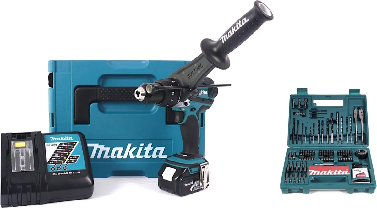 Makita DHP458RF1J Accu-klopboormachine 18V 91Nm - 21 standen - 2 snelheden - afbeelding 5 van 5
