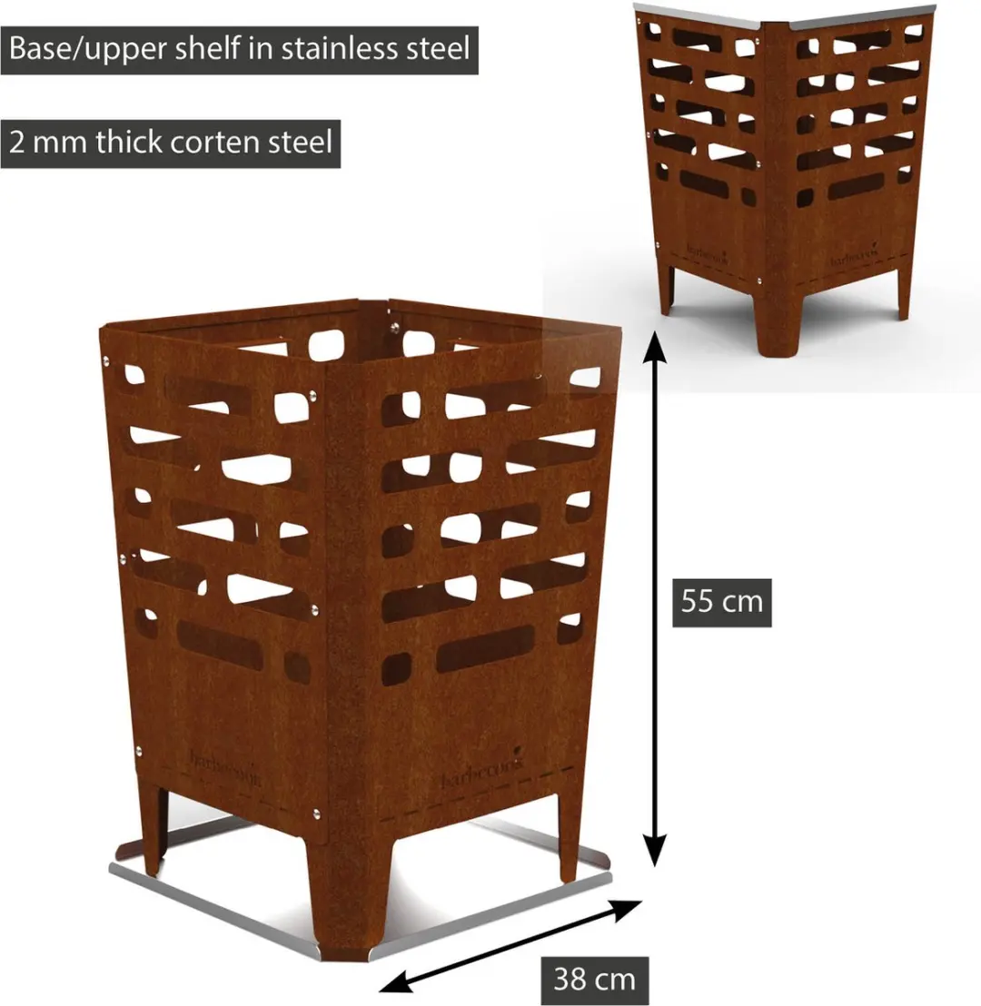 Barbecook Jill Vuurkorf Cortenstaal 38x38x55cm - afbeelding 6 van 6