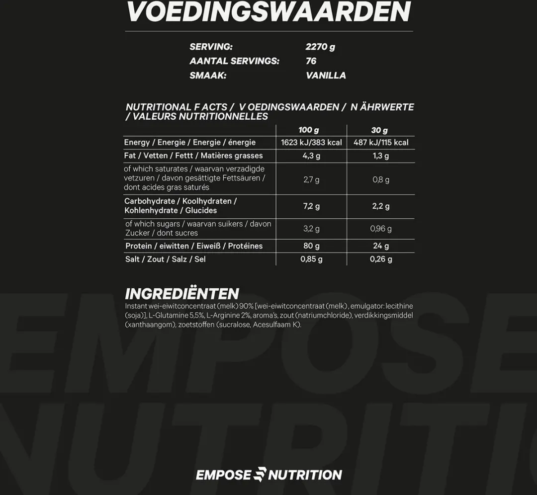 Empose Nutrition Whey Protein Vanille 2270g