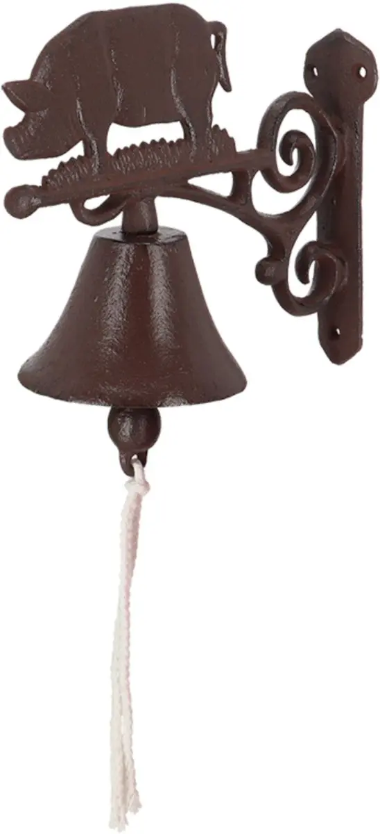 Esschert Design Deurbel Varken - Gietijzer - L20cm - Lichtbruin