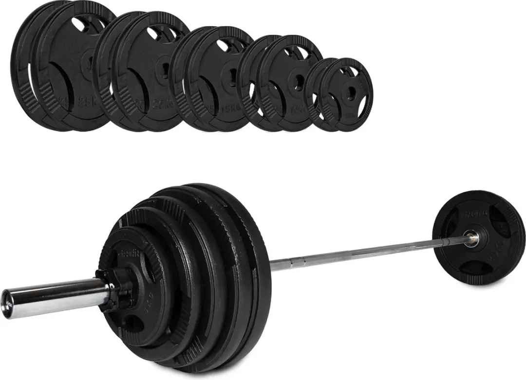 Virtufit Olympische Halterset 170kg - 11-delig - Zwart/Zilver