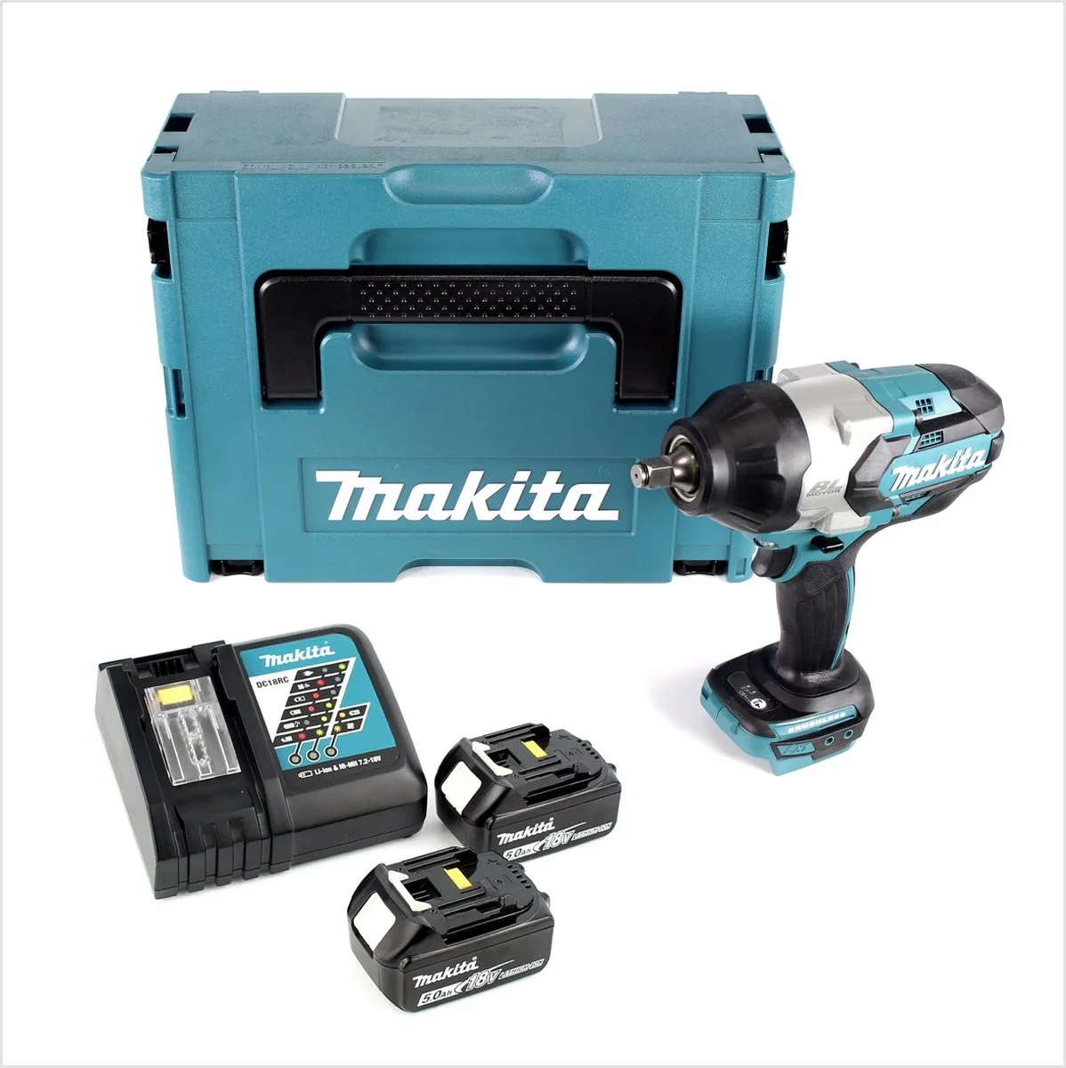 Makita DTW 1002 RTJ Slagmoersleutel 18V 1000Nm - 2x 5.0Ah + Lader + Makpac