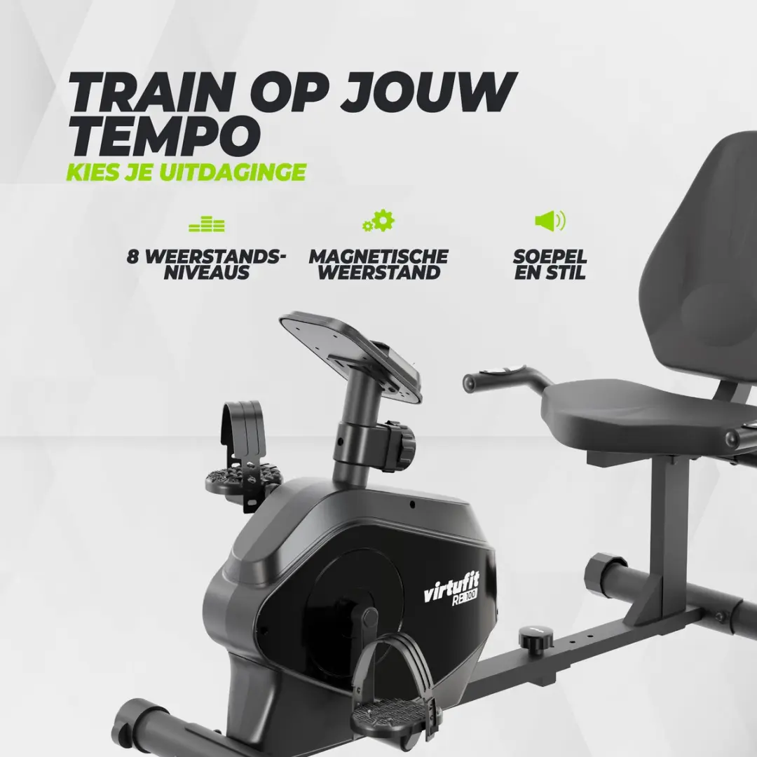 VirtuFit RB100 Ligfiets - 8 Niveaus - Zwart