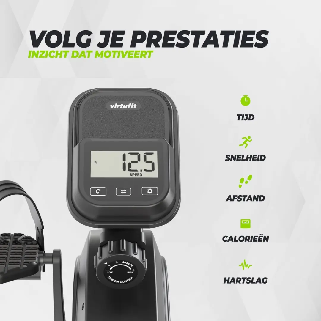 VirtuFit RB100 Ligfiets - 8 Niveaus - Zwart