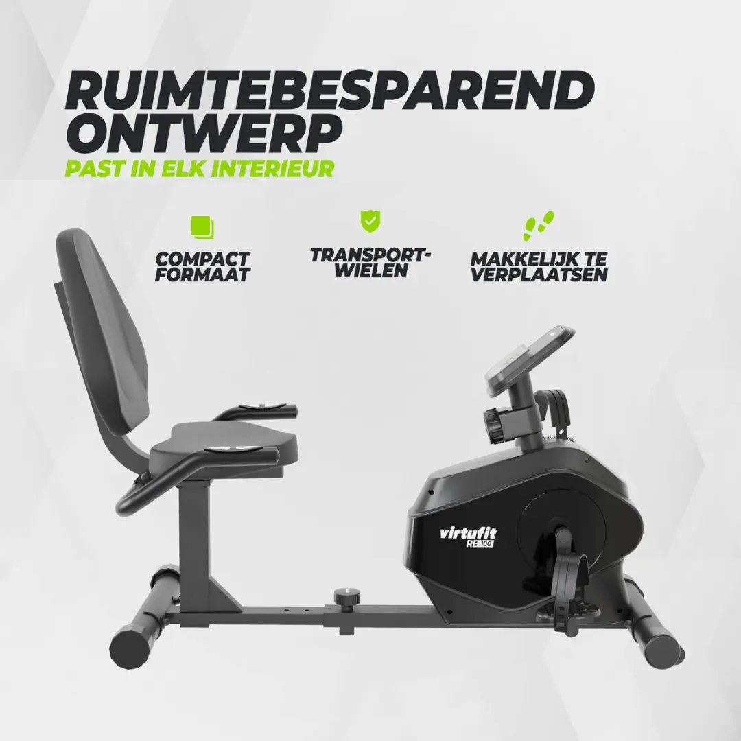 VirtuFit RB100 Ligfiets - 8 Niveaus - Zwart