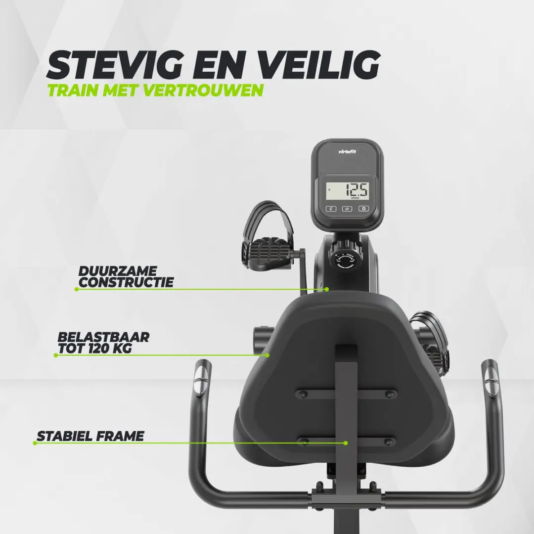 VirtuFit RB100 Ligfiets - 8 Niveaus - Zwart - afbeelding 6 van 6
