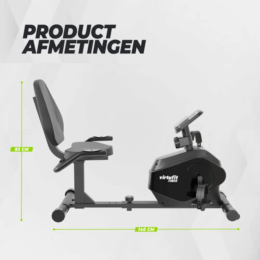 VirtuFit RB100 Ligfiets - 8 Niveaus - Zwart