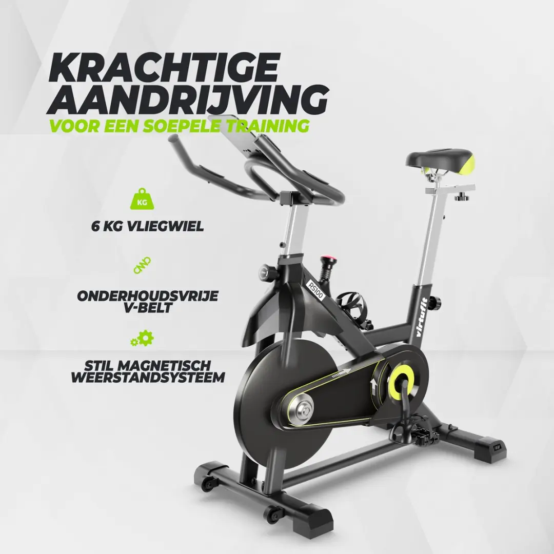 VirtuFit RS100 Magnetische Indoorfiets - 6 kg Vliegwiel - Zwart
