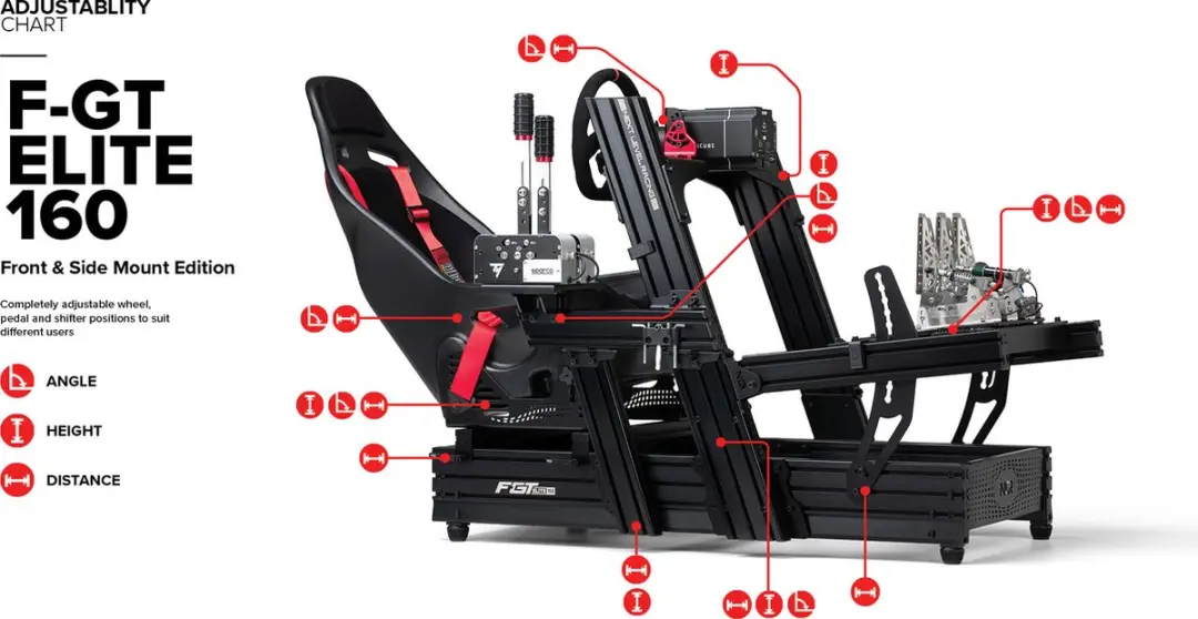 Next Level Racing F-GT Elite 160 Simulator Cockpit - Zwart