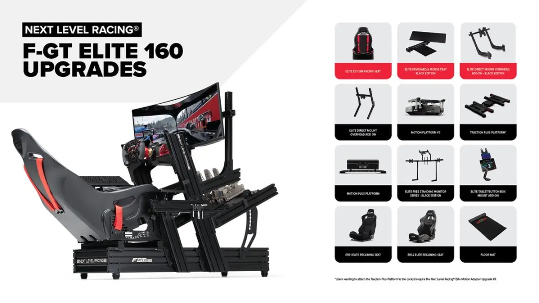 Next Level Racing F-GT Elite 160 Simulator Cockpit - Zwart