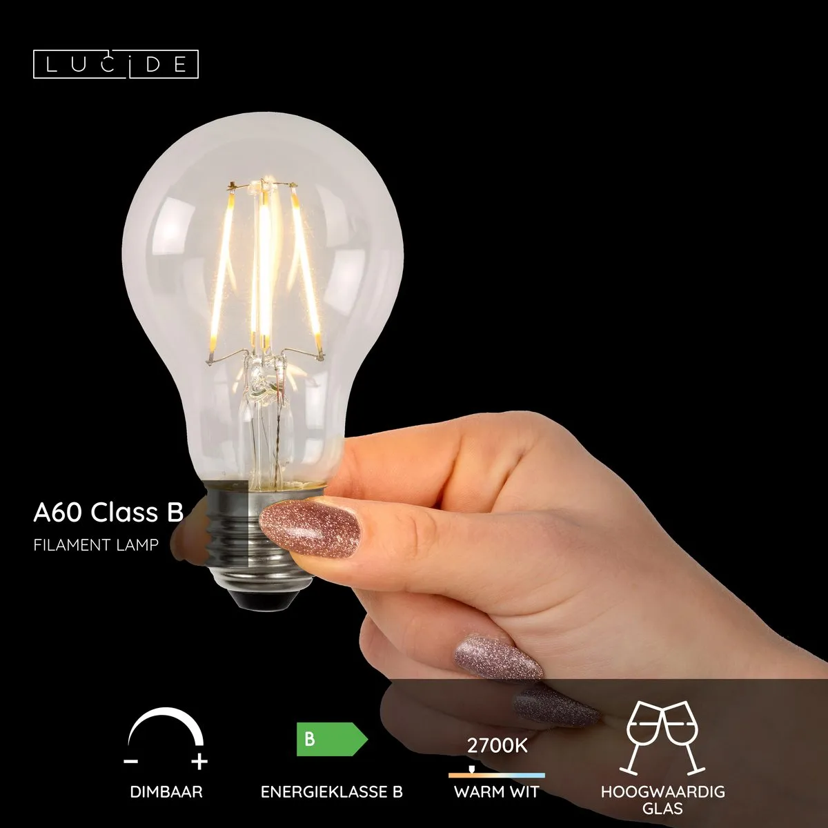 Lucide A60 Class B LED Lamp - 7W 2700K - E27 - Transparant