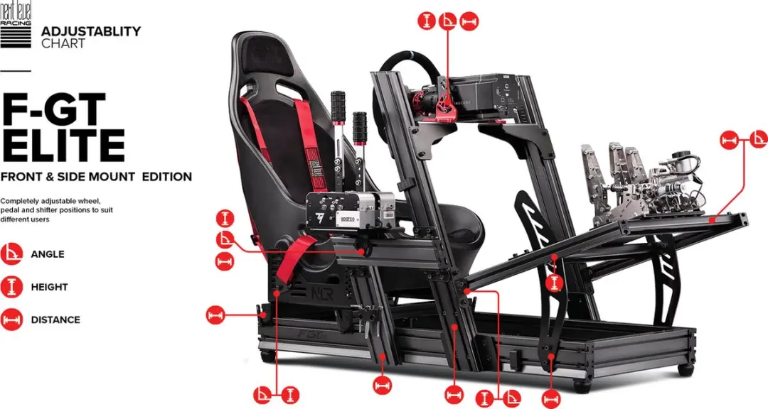 Next Level Racing F-GT Elite NLR-E003 Simulator Cockpit - Front & Side Mount Edition Zwart