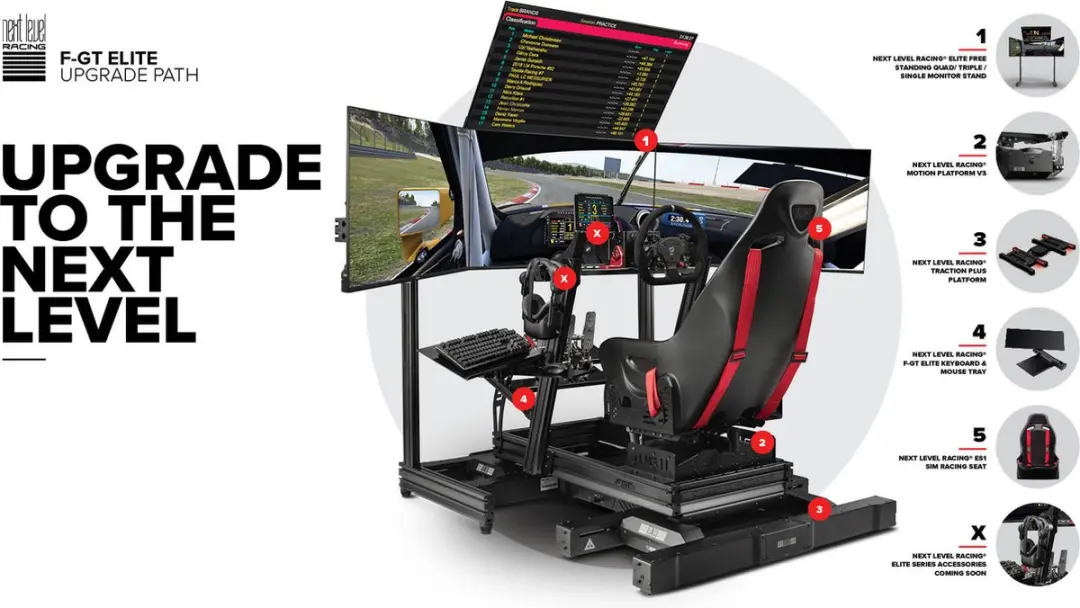 Next Level Racing F-GT Elite NLR-E003 Simulator Cockpit - Front & Side Mount Edition Zwart