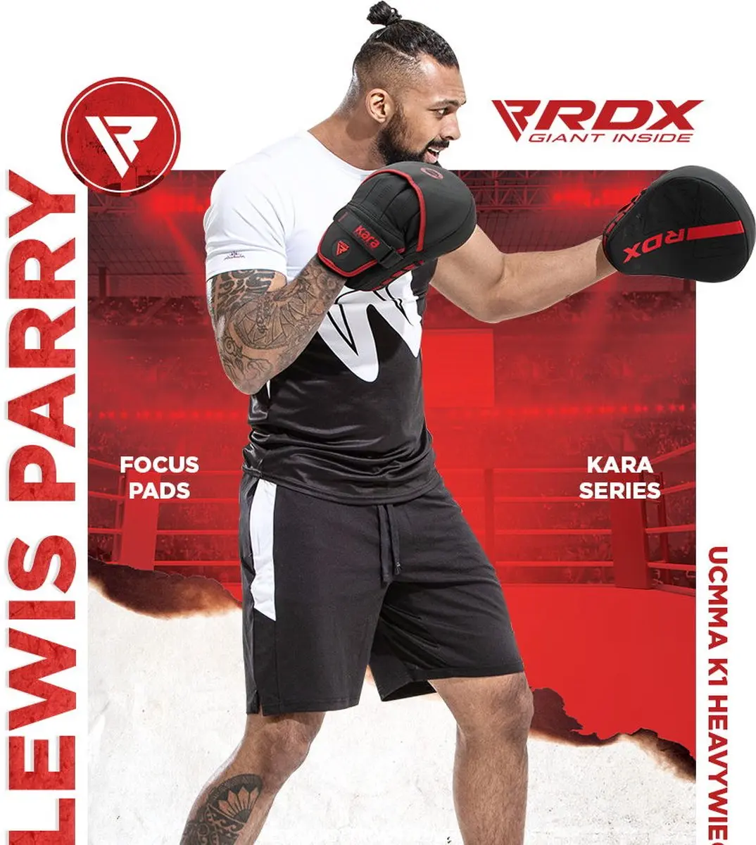 RDX Sports F6 Kara Focus Mitts - Matzwart - One Size - afbeelding 6 van 6