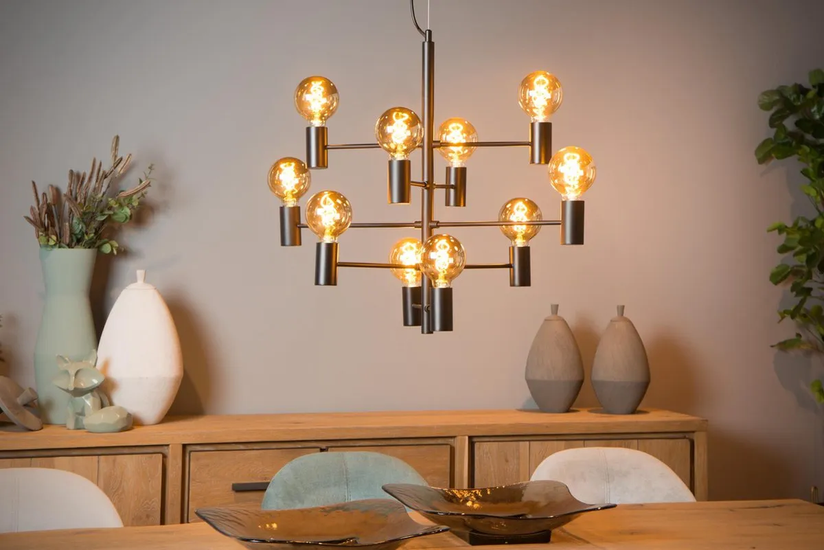 Lucide Leanne Hanglamp Ø65cm - 10xE27 Zwart