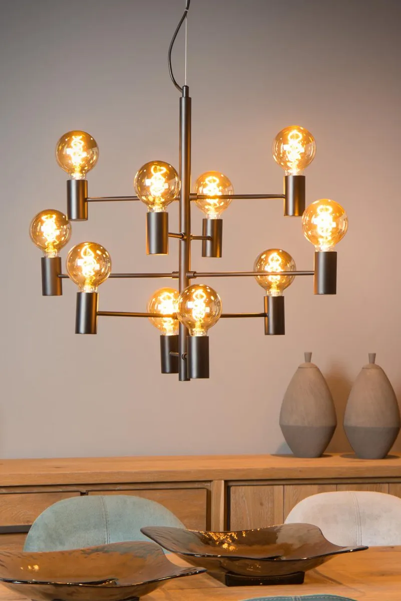 Lucide Leanne Hanglamp Ø65cm - 10xE27 Zwart