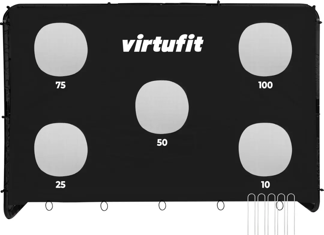 Virtufit Voetbaldoel Pro 300x200cm - Doelwand met 5 zones - Zwart