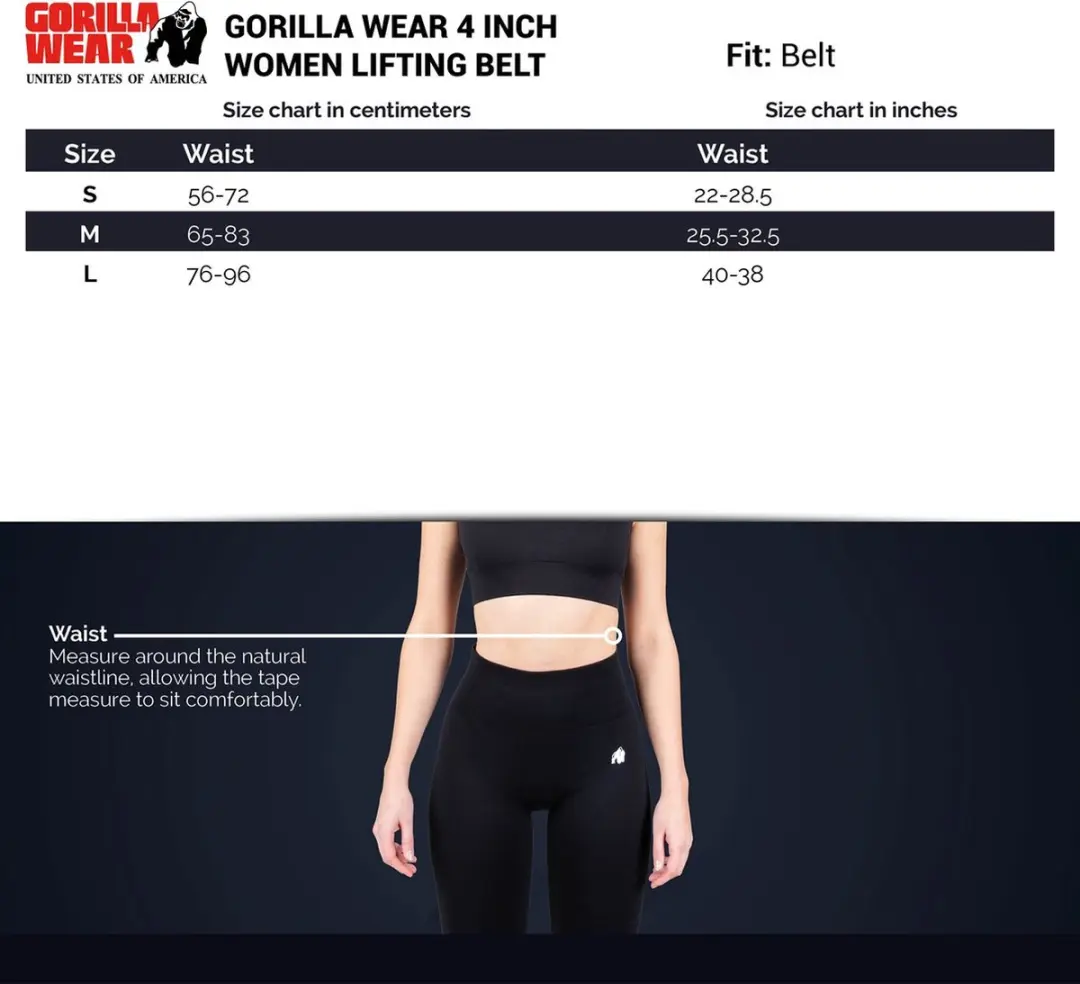 Gorilla Wear 4 Inch Nylon Sportriem - Halterriem Dames - S - Zwart/Wit