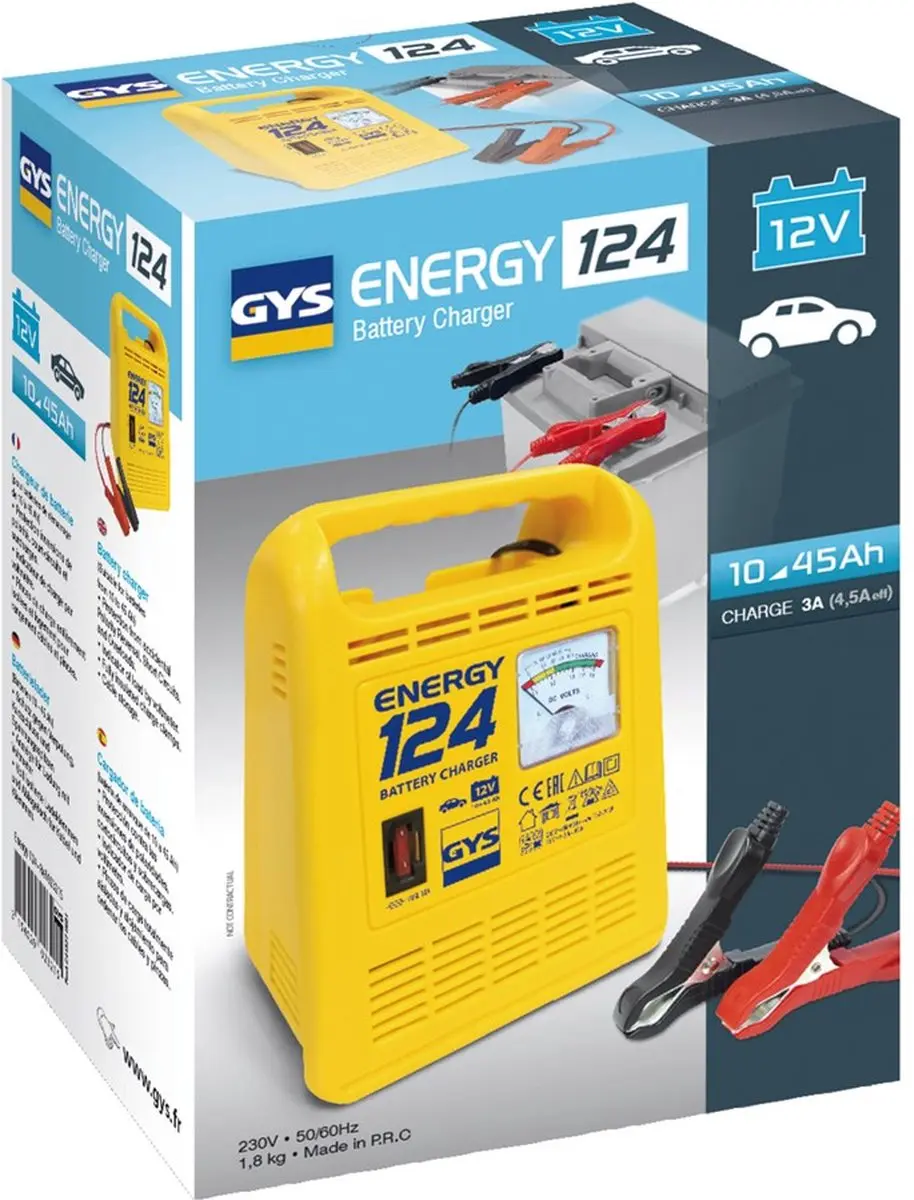 Gys Energy 124 Lader - 12V - Testfunctie - Geel