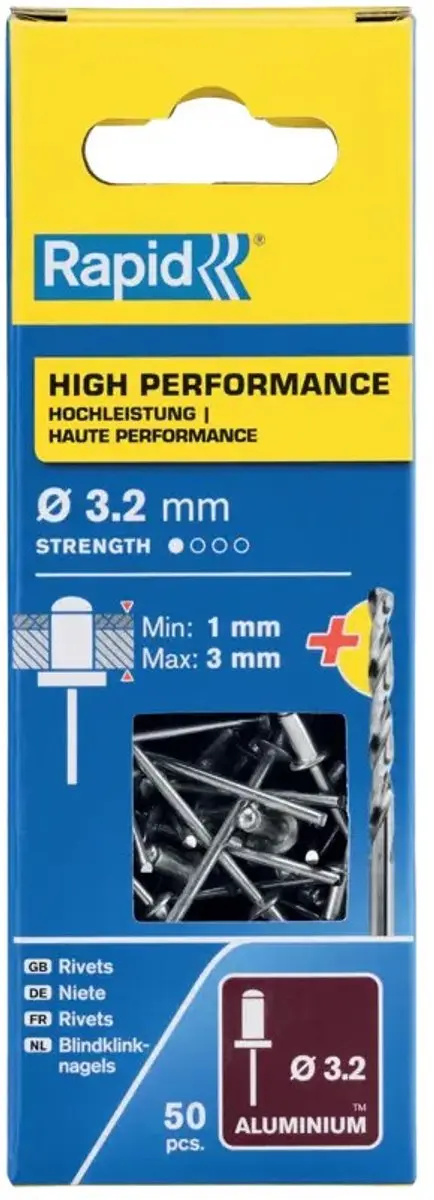 Rapid Klinknagels Boor Ø3,2x6mm Aluminium 50 Stuks
