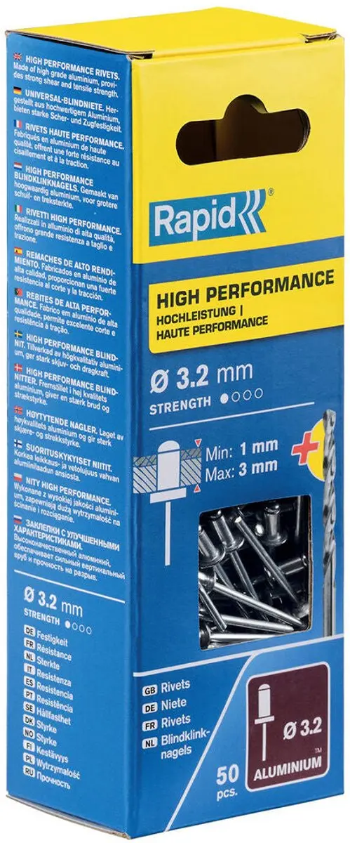 Rapid Klinknagels Boor Ø3,2x6mm Aluminium 50 Stuks