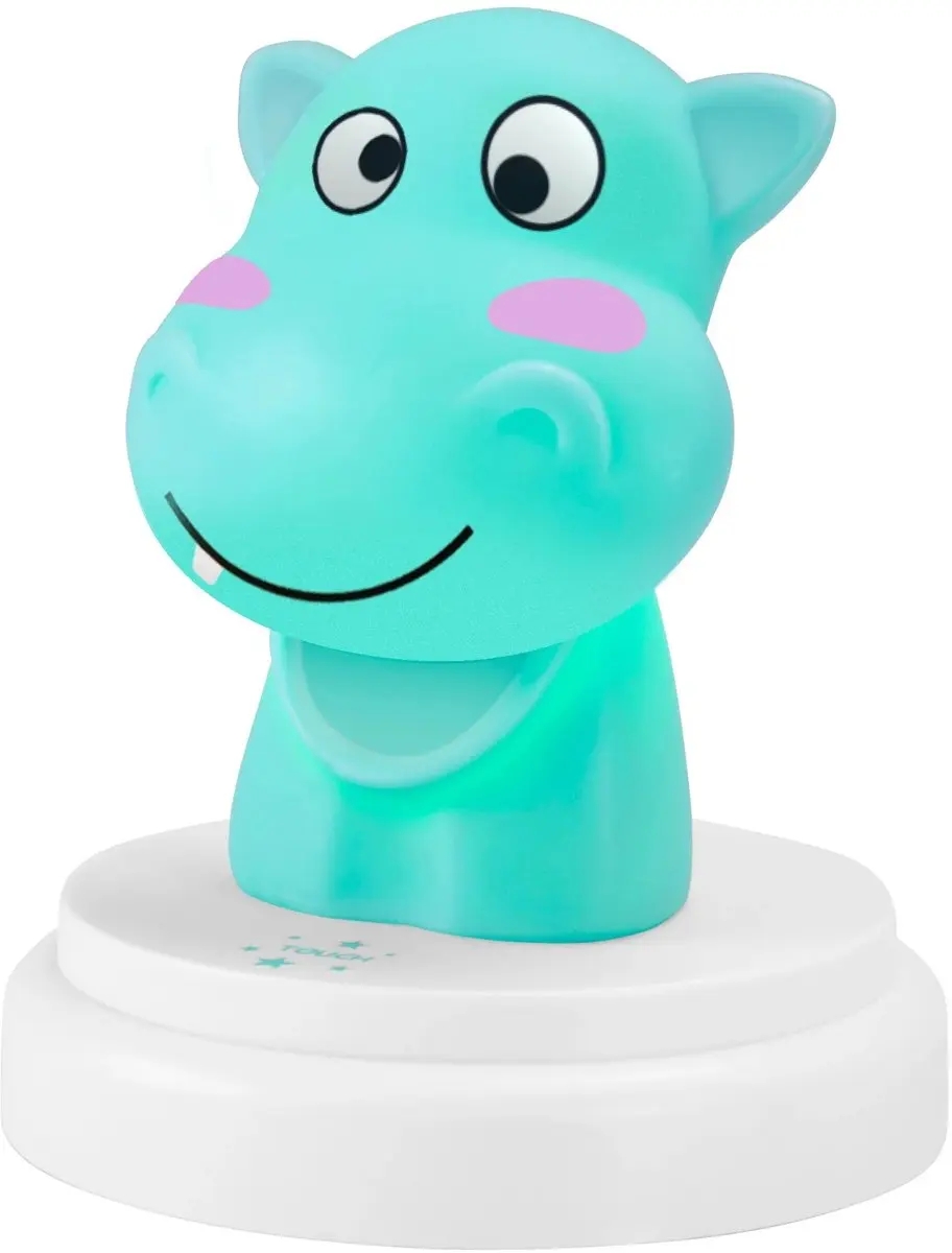Alecto Silly Hippo LED Nachtlampje - Nijlpaard Blauw - afbeelding 6 van 6