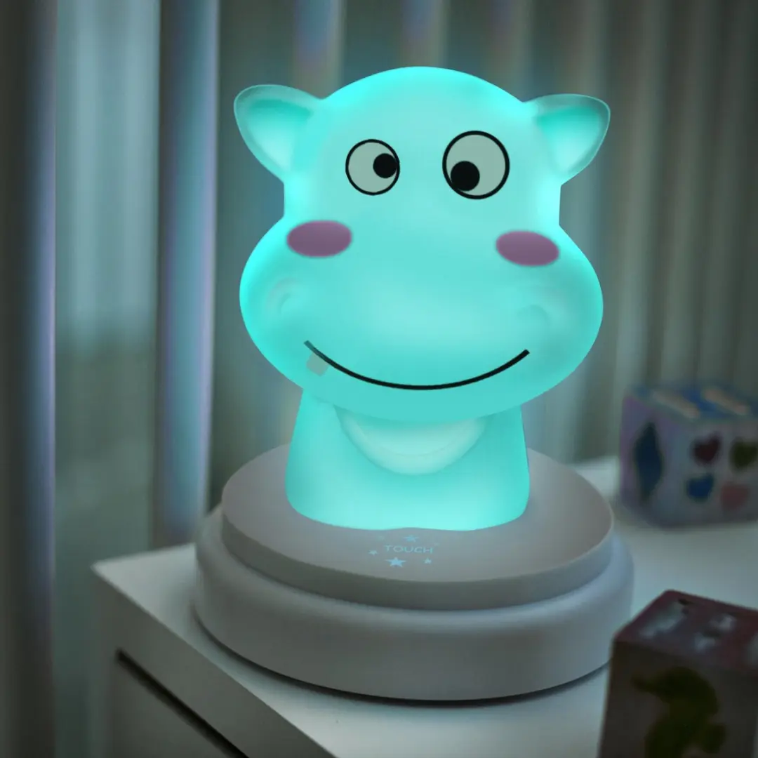 Alecto Silly Hippo LED Nachtlampje - Nijlpaard Blauw